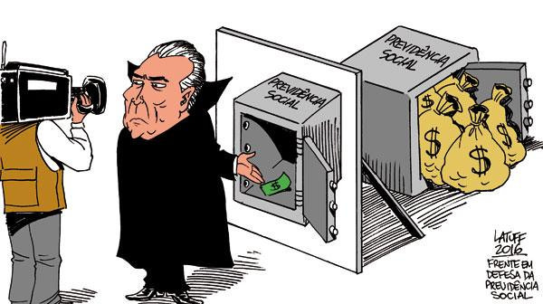 Governo interino quer aprovar este ano contrarreforma que inclui ampliação da idade mínima para aposentadoria - Créditos: Latuff