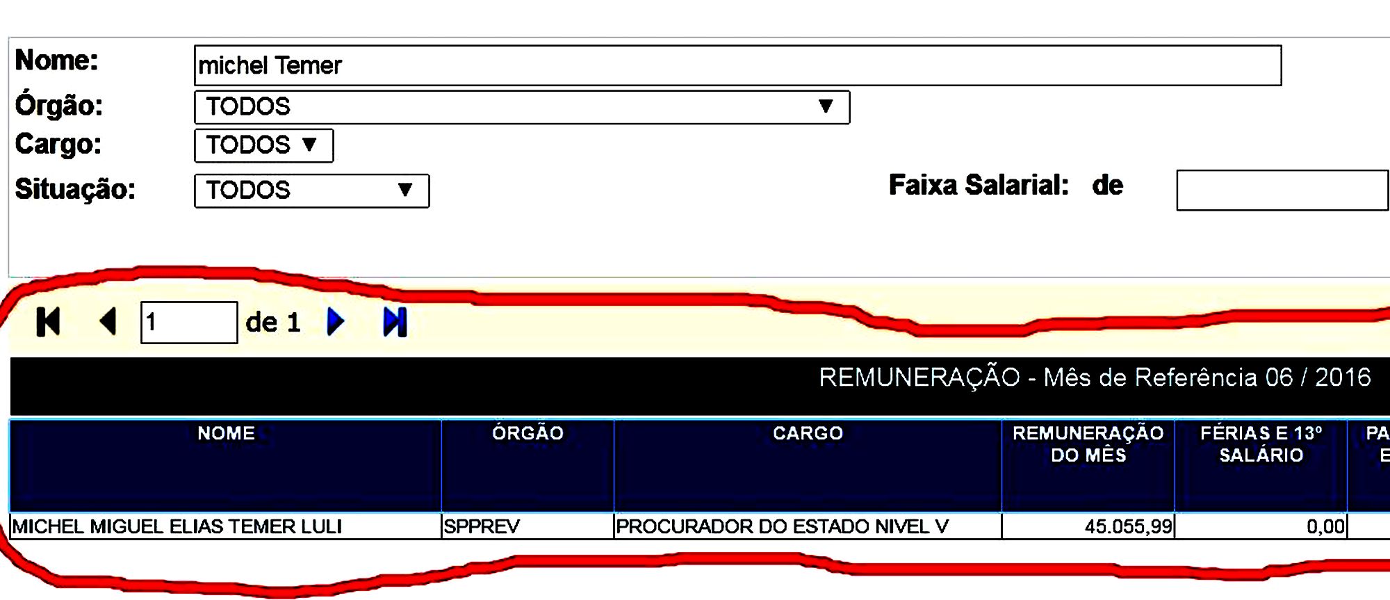 Extrato do Portal da Transparência, do governo do Estado de São Paulo