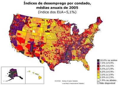 taxas de desemprego por condado