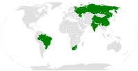 Mapa dos países BRICS